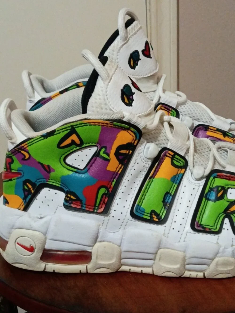 Nike Air More Uptempo Peace Love Swoosh White Multi Size 7Y Shoes DM8155-100